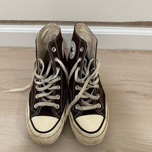 Converse High-Tops in Dark Brown and Cream